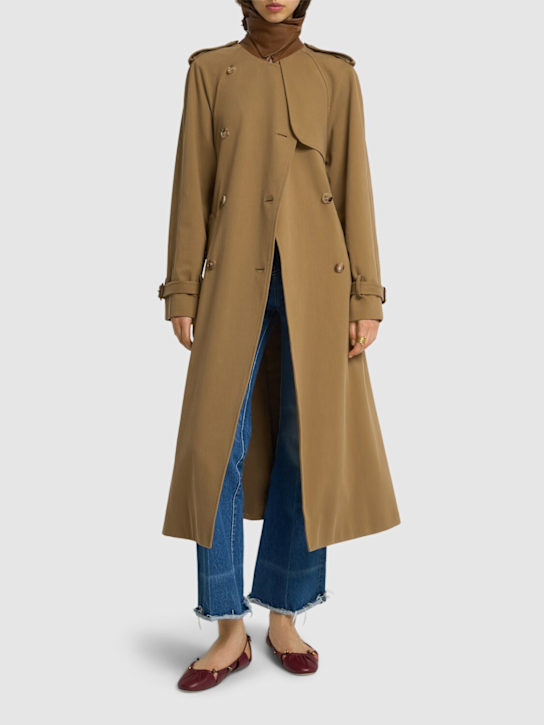 Chloé: Cotton gabardine trench coat - Dark Khaki - women_1 | Luisa Via Roma