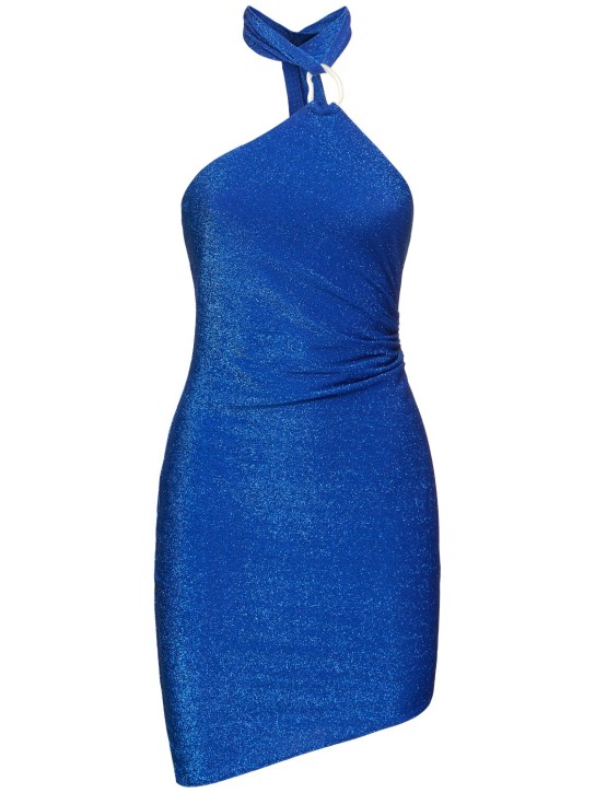 Baobab: Mulan lurex halter neck mini dress - Blue - women_0 | Luisa Via Roma