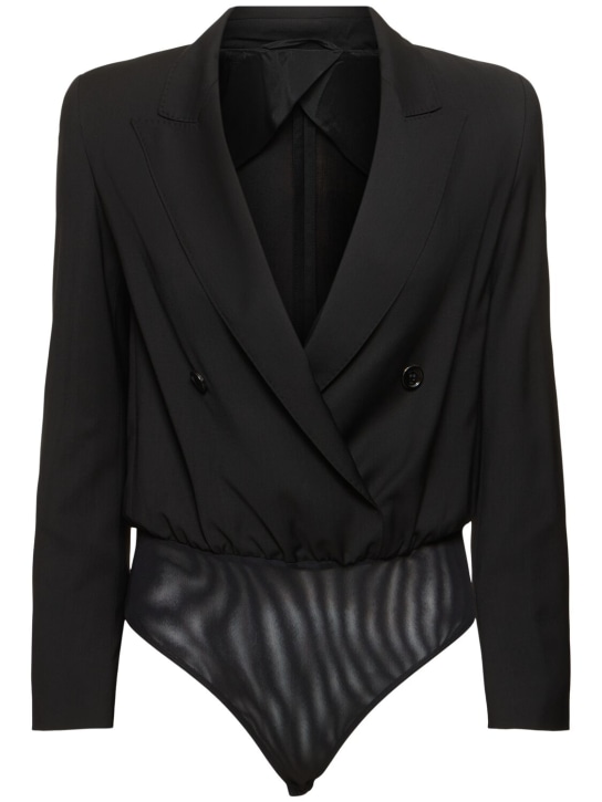 Max Mara: Mirra wool jacket bodysuit - Black - women_0 | Luisa Via Roma