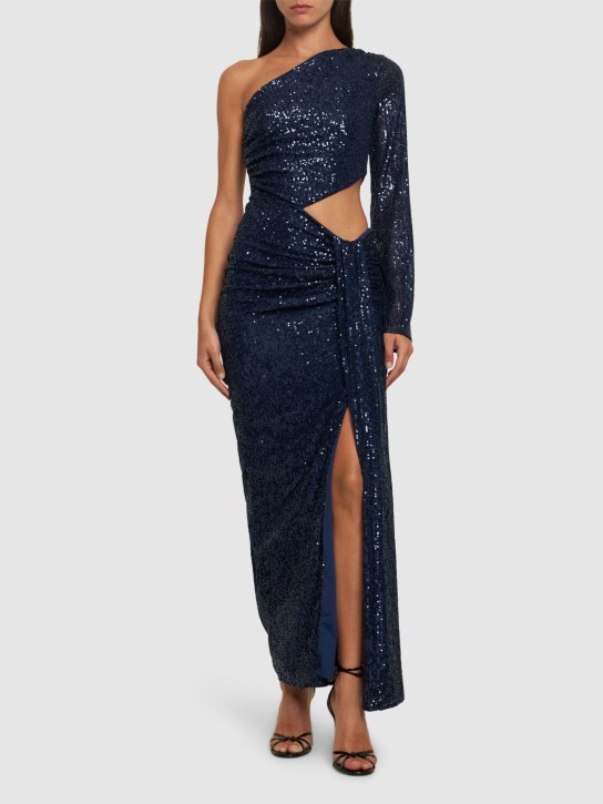 Baobab: Midnights sequined one sleeve maxi dress - Blue - women_1 | Luisa Via Roma