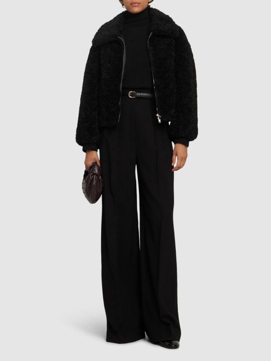 LOW CLASSIC: Ribbed faux fur jacket - Black - women_1 | Luisa Via Roma