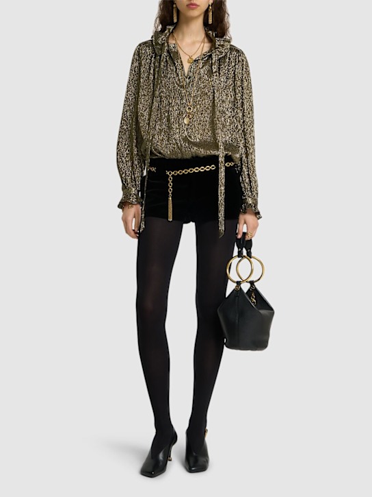 Chloé: Lurex georgette shirt w/bow - women_1 | Luisa Via Roma