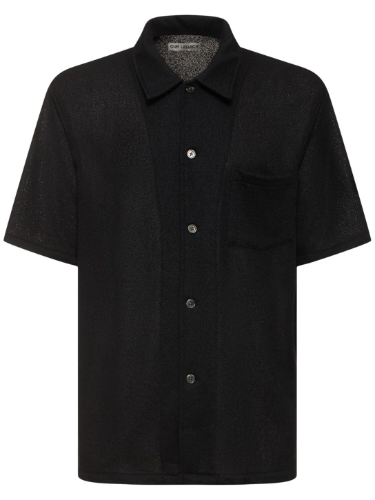 Our Legacy: Boxy bouclé short sleeve shirt - Black - men_0 | Luisa Via Roma