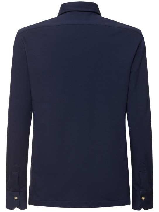Kiton: Positano混棉POLO衫 - 蓝色 - men_4 | Luisa Via Roma