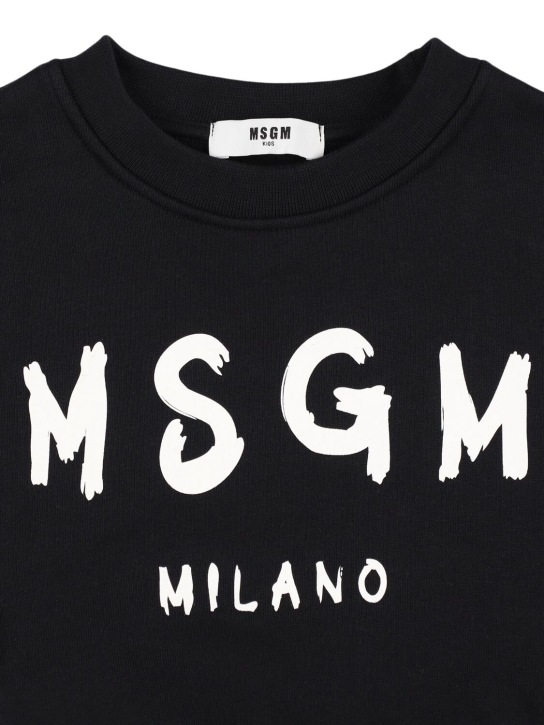 MSGM: Felpa in cotone con stampa - Nero - kids-boys_1 | Luisa Via Roma