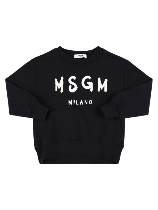 MSGM: Printed cotton sweatshirt - Black - kids-girls_0 | Luisa Via Roma