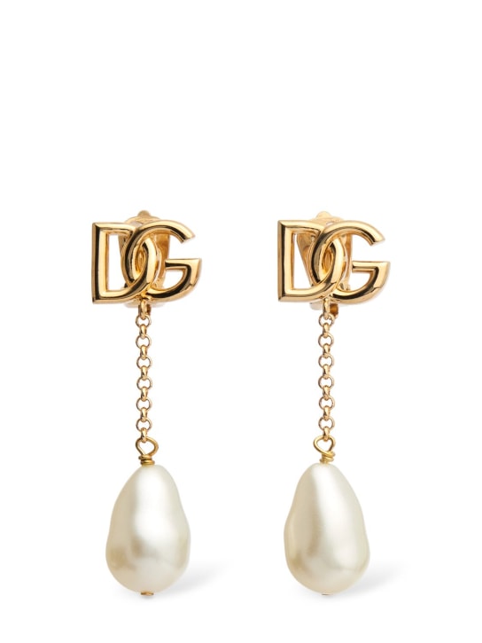 Dolce&Gabbana: DG imitation pearl clip-on earrings - women_0 | Luisa Via Roma