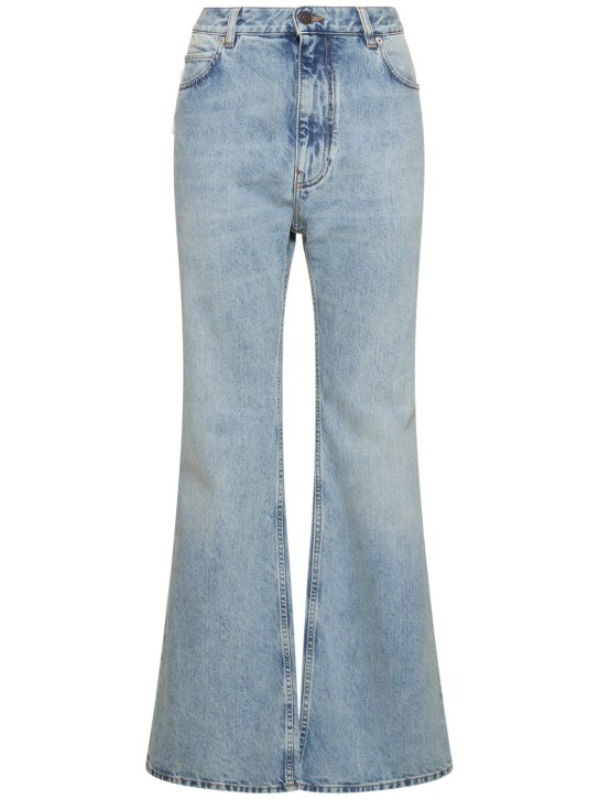 Balenciaga: Cotton flared pants - Blue - women_0 | Luisa Via Roma