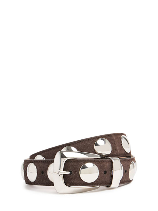 Khaite: 3cm Benny suede & stud belt - Brown - women_0 | Luisa Via Roma