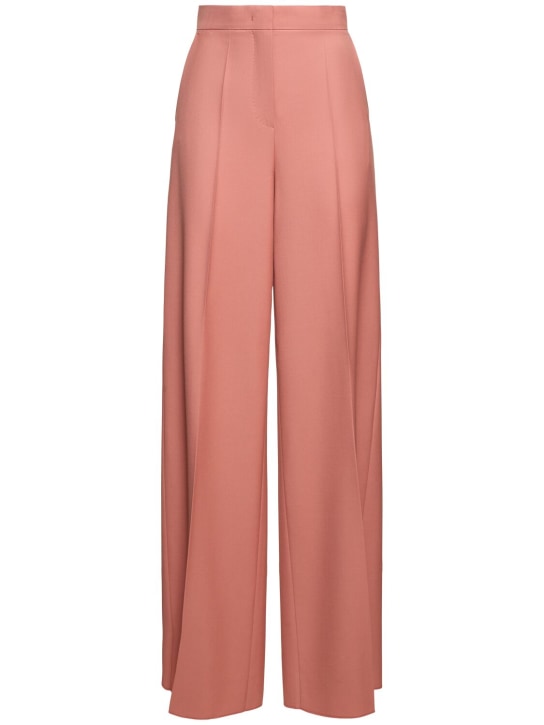 Max Mara: Senna wool gabardine wide pants - women_0 | Luisa Via Roma