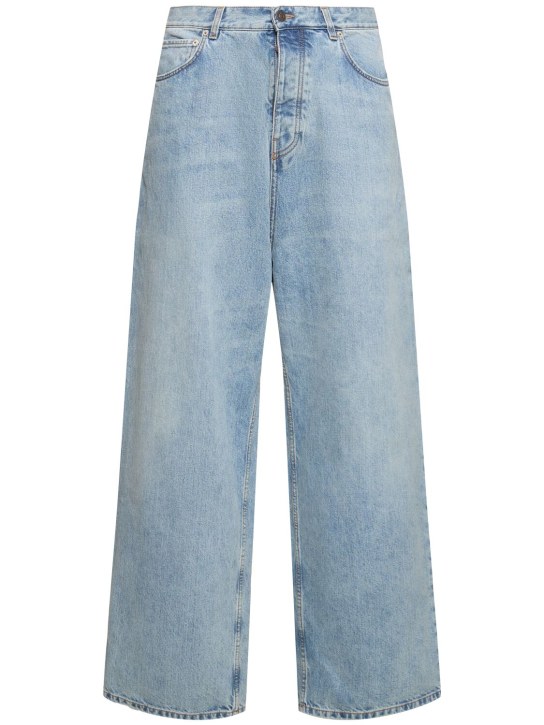 Balenciaga: Jeans baggy in cotone - Blu - men_0 | Luisa Via Roma