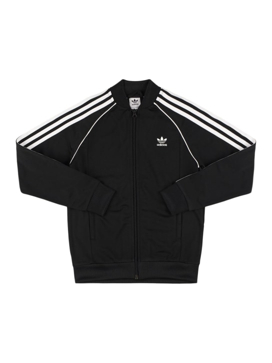 adidas Originals: Logo recycled poly tech track jacket - Black - kids-boys_0 | Luisa Via Roma