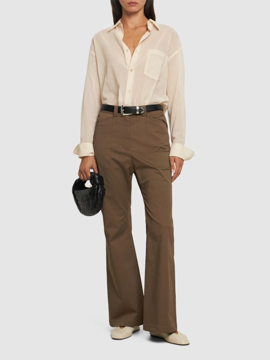 LOW CLASSIC: Cotton blend flared pants - Brown - women_1 | Luisa Via Roma