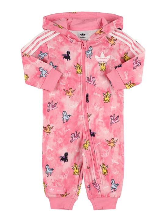 adidas Originals: Walt Disney print cotton hooded romper - Pink - kids-girls_0 | Luisa Via Roma