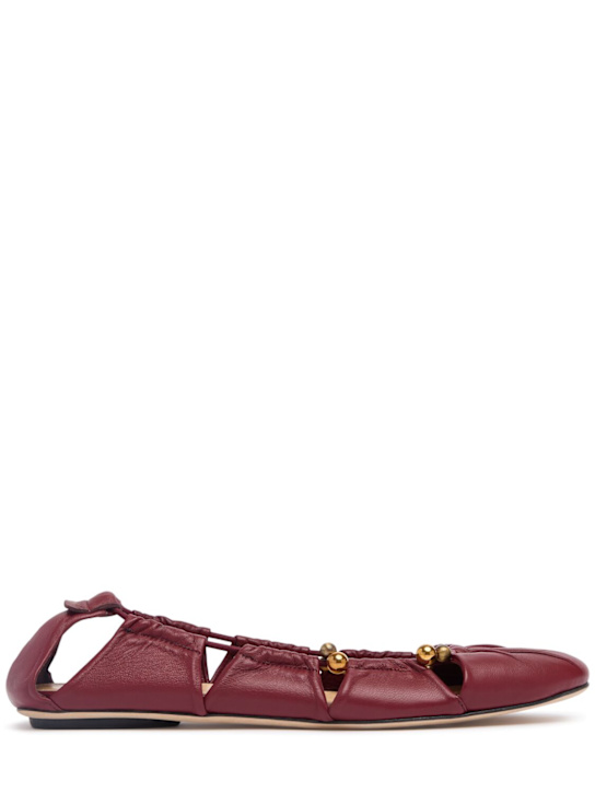 Chloé: 10mm Luna leather ballerina flats - Stormy Red - women_0 | Luisa Via Roma