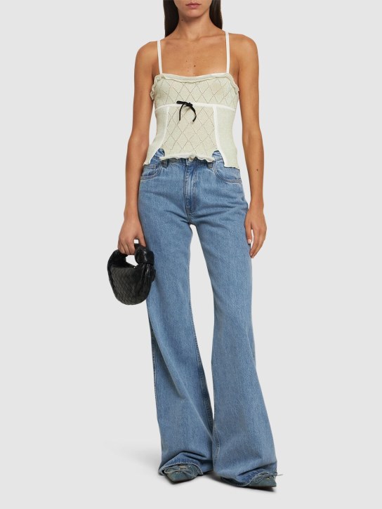 Cormio: Top de algodón con lazo de terciopelo - Verde Claro - women_1 | Luisa Via Roma