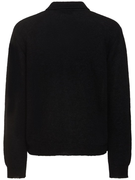 Our Legacy: Evening long-sleeve knit polo cardigan - Black - men_4 | Luisa Via Roma