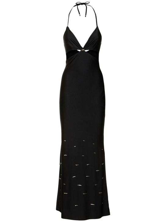 Baobab: Noche embroidered triangle maxi dress - Black - women_0 | Luisa Via Roma