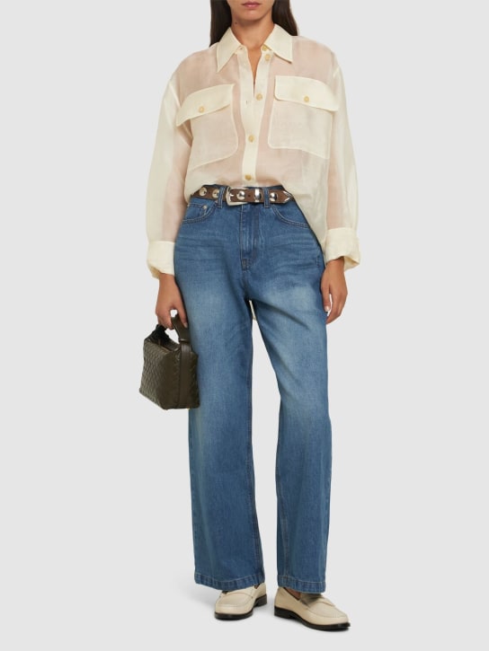 LOW CLASSIC: Jeans larghi vita media in denim - women_1 | Luisa Via Roma