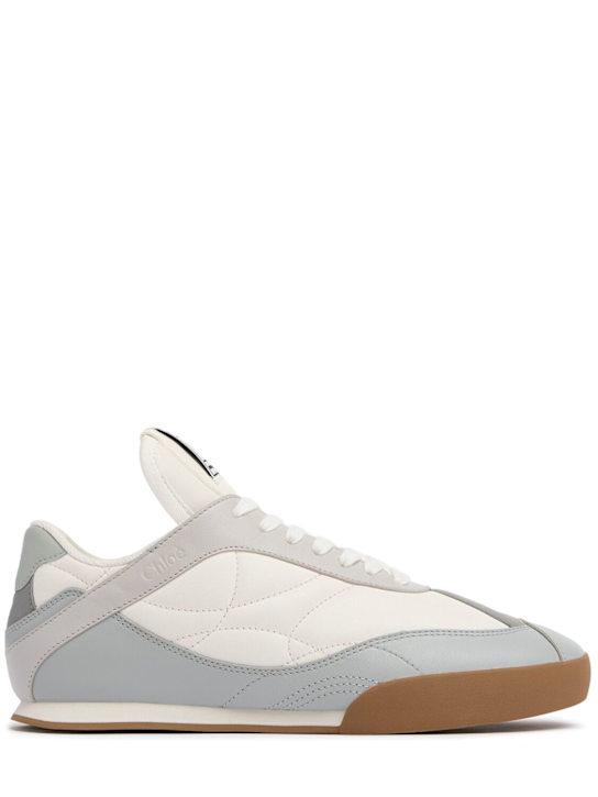 Chloé: Kick lace-up leather low top sneakers - Pastel Blue Mul - women_0 | Luisa Via Roma