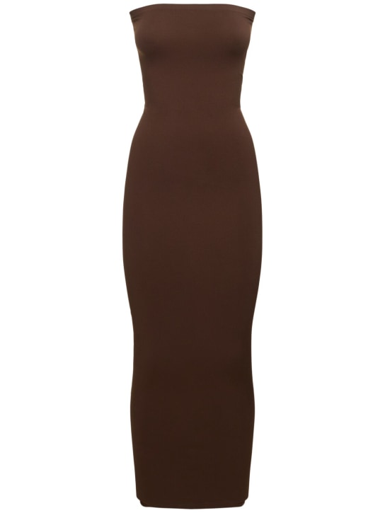 Wolford: Fatal stretch jersey midi tube dress - Brown - women_0 | Luisa Via Roma