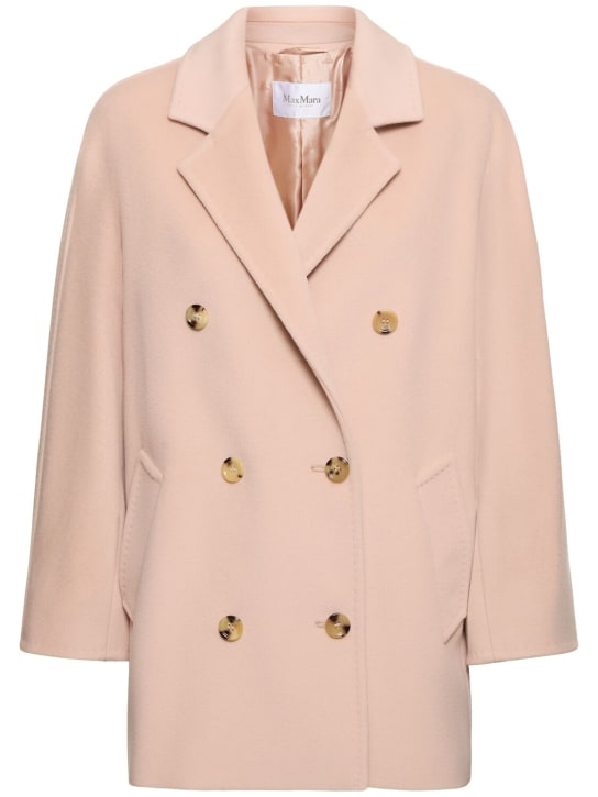 Max Mara: Rebus wool & cashmere short coat - Light Pink - women_0 | Luisa Via Roma