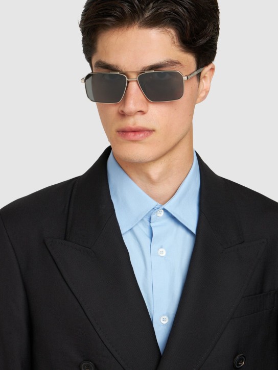 Prada: Gafas de sol de acetato - Plata/Negro - men_1 | Luisa Via Roma