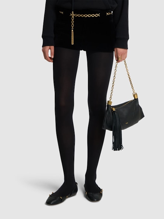 Chloé: 10mm Luna leather ballerina flats - Siyah - women_1 | Luisa Via Roma
