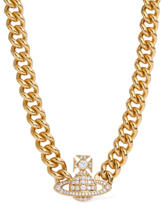 Vivienne Westwood: Graziella crystal small choker - Gold/Crystal - women_0 | Luisa Via Roma