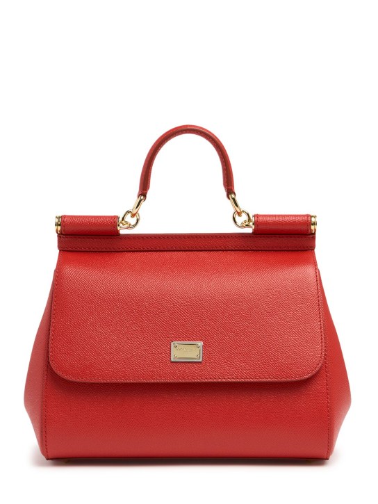 Dolce&Gabbana: Large Sicily Dauphine leather bag - Red - women_0 | Luisa Via Roma