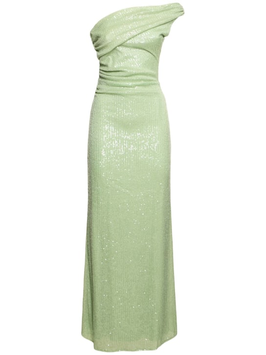 Baobab: Primrose sequined draped maxi dress - Light Green - women_0 | Luisa Via Roma