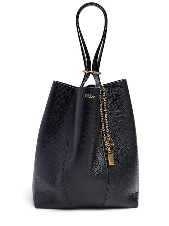 Chloé: Medium Chloe Spin grain leather bag - Black - women_0 | Luisa Via Roma