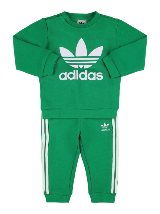 adidas Originals: Cotton blend sweatshirt & sweatpants - Green - kids-boys_0 | Luisa Via Roma