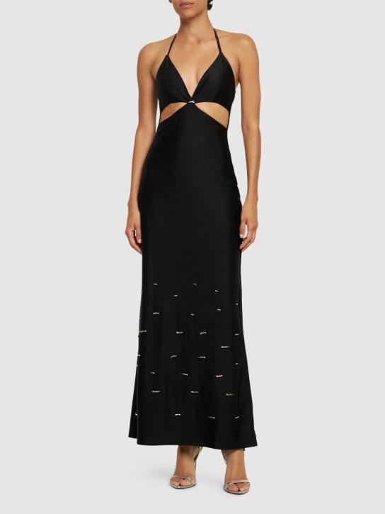 Baobab: Noche embroidered triangle maxi dress - Black - women_1 | Luisa Via Roma