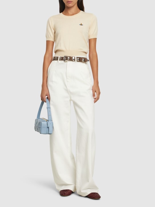 Vivienne Westwood: Top Bea in maglia di cotone e cashmere con logo - women_1 | Luisa Via Roma