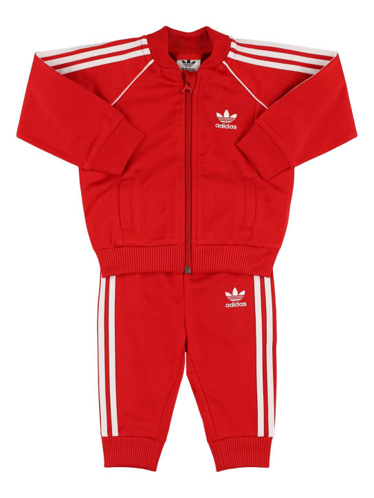 adidas Originals: Recycled poly track jacket & pants - Red - kids-girls_0 | Luisa Via Roma