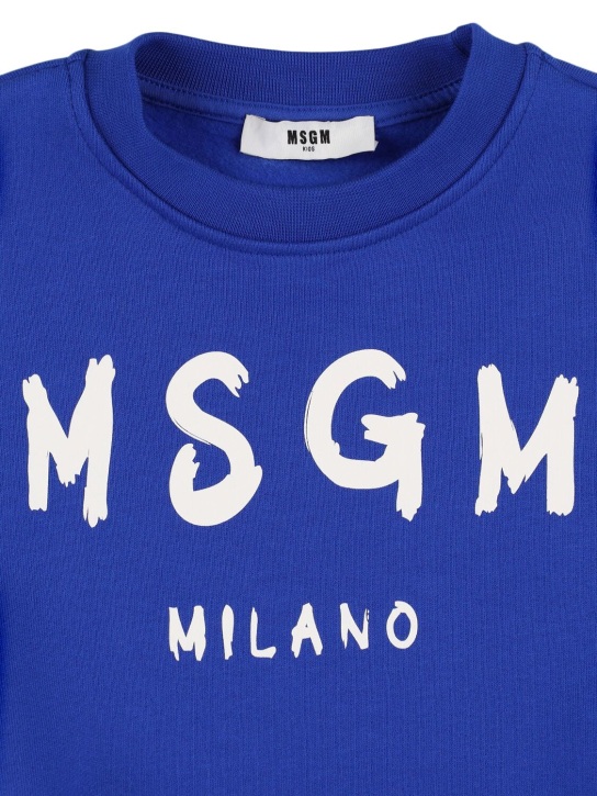 MSGM: Felpa in cotone con stampa - Blu - kids-girls_1 | Luisa Via Roma