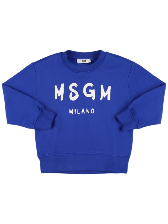 MSGM: Printed cotton sweatshirt - Blue - kids-boys_0 | Luisa Via Roma