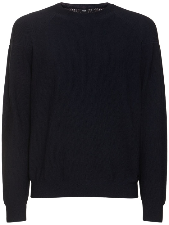 Alphatauri: Fosop crewneck knit sweater - Navy - men_0 | Luisa Via Roma