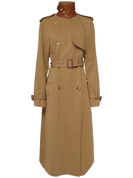 Chloé: Cotton gabardine trench coat - Dark Khaki - women_0 | Luisa Via Roma