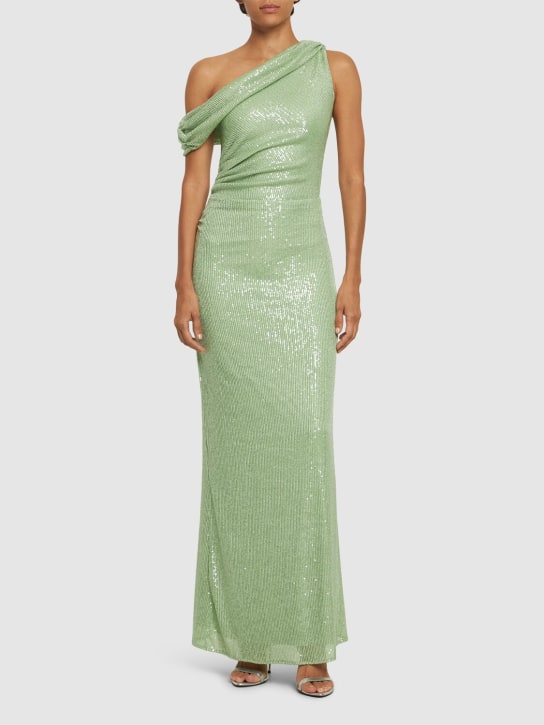 Baobab: Primrose sequined draped maxi dress - Light Green - women_1 | Luisa Via Roma