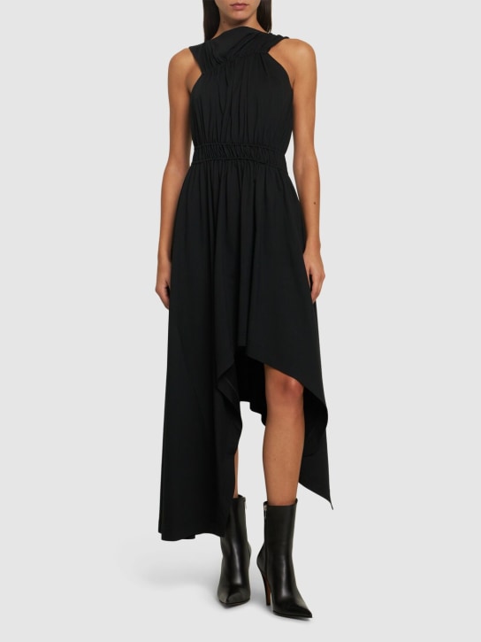 Alexander McQueen: Robe en jersey de coton - Noir - women_1 | Luisa Via Roma