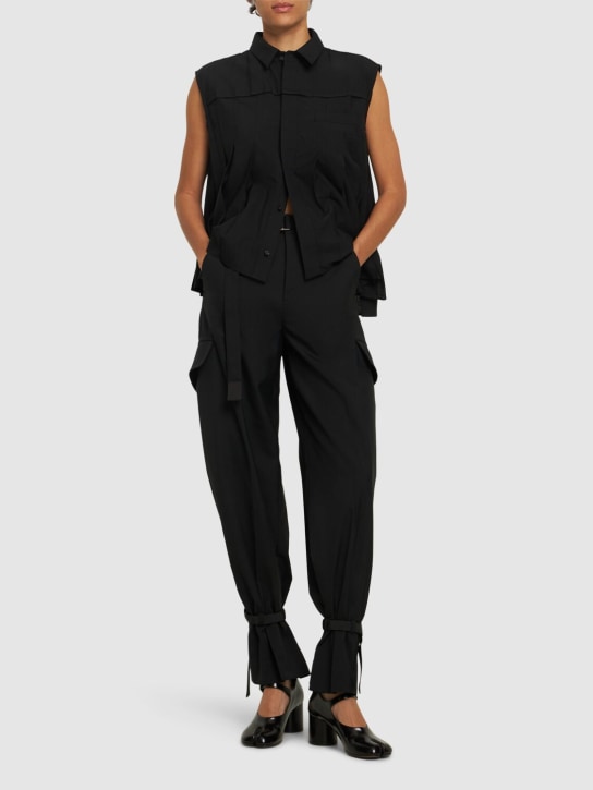 Sacai: Pantaloni sartoriali dritti - Nero - women_1 | Luisa Via Roma