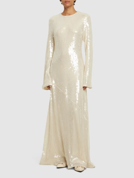 Rotate: Embellished long sleeve maxi dress - White - women_1 | Luisa Via Roma