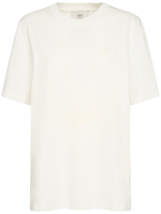 AMI Paris: Adc logo cotton t-shirt - women_0 | Luisa Via Roma