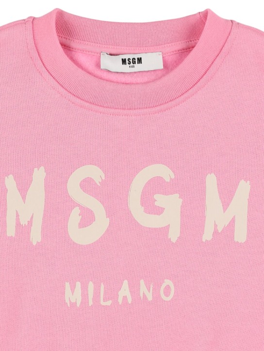 MSGM: Logo printed cotton sweatshirt - Pink - kids-girls_1 | Luisa Via Roma