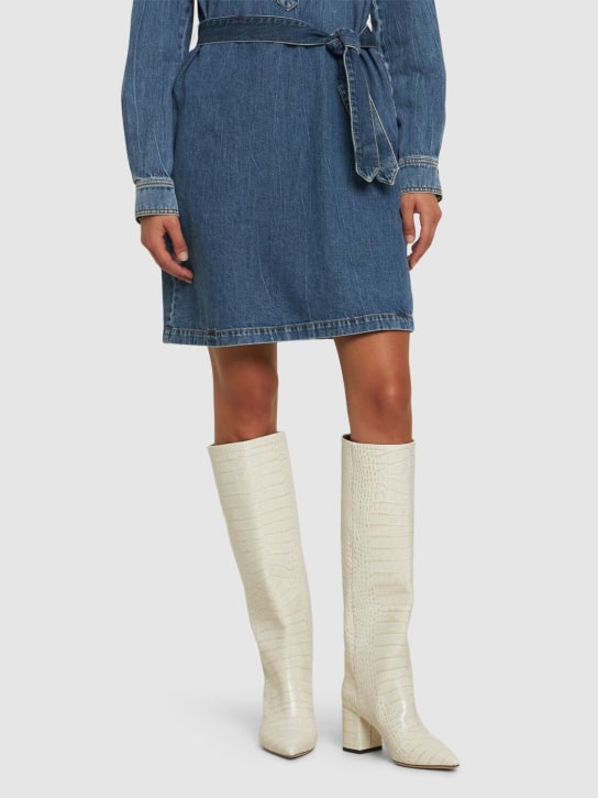 Paris Texas: 70mm Anja croc embossed boots - women_1 | Luisa Via Roma