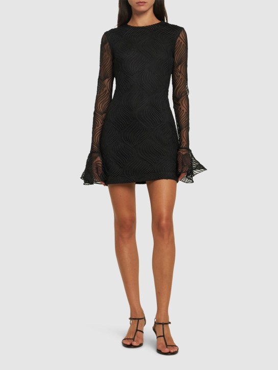 Rotate: Shiny ruffled mini dress - Black - women_1 | Luisa Via Roma