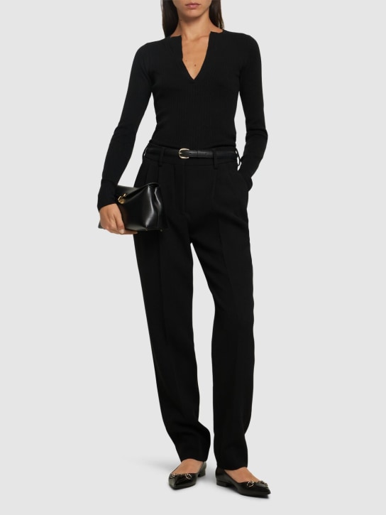 Blazé Milano: Resolute Banker straight wool pants - Black - women_1 | Luisa Via Roma