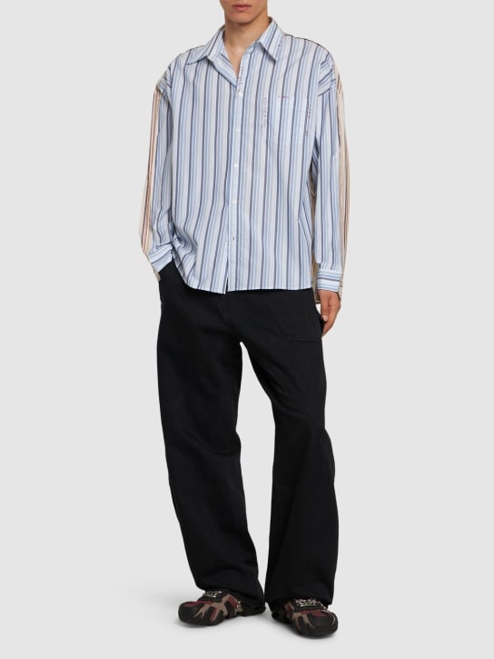 Marni: Striped organic cotton poplin shirt - Light Blue - men_1 | Luisa Via Roma